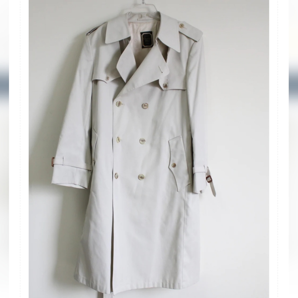 SOLD Christian Dior Vintage Mens Tan Khaki Trench Coat Ankle Length - Picture 10 of 15
